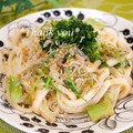bobitin's cooksnap of when they made しらすとほうれん草のバター焼きうどん♡.