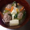 mikanbako's cooksnap of when they made ☆具だくさん☆ほうれん草と鶏団子のスープ.