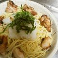 ぽちゃうさぎちゃん's cooksnap of when they made グリルチキンのおろしそパスタ.