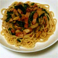 くりーも's cooksnap of when they made ⁂皆の推し麺⁂ベーコンとほうれん草パスタ.