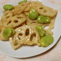 快くん's cooksnap of when they made 蓮根とそら豆のバター炒め☆柚子ポン掛け.