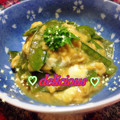 kumi4852's cooksnap of when they made 手早く簡単！きぬさやの半熟卵とじ.