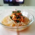 ひー0813's cooksnap of when they made *しっとり蒸し鶏のピリ辛ニラキムチ冷麺*.