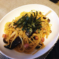 スモールビル's cooksnap of when they made なすと小エビとちくわの和風スパゲティ.