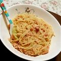 ナンバー０６６６'s cooksnap of when they made キャベツと鮭フレークの簡単クリームパスタ.