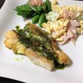 ポメちょん's cooksnap of when they made バジルソースでたらのムニエル.