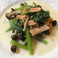 mominn's cooksnap of when they made 鶏白だしで旨コク☆鮭と小松菜のクリーム煮.