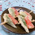 赤い電話's cooksnap of when they made お弁当　ミニオクラとカニかまの天串.