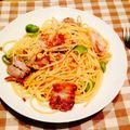 ＊さきママ＊'s cooksnap of when they made そら豆と塩豚のパスタ.