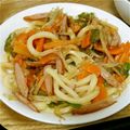 he６he６'s cooksnap of when they made あっさりめんつゆ味付けの焼きうどん☆.