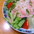 conamilk's cooksnap of when they made 夏の定番♪わが家のサラダうどん.