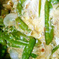 にじすき's cooksnap of when they made さやえんどうと玉ねぎのおかか卵とじ.