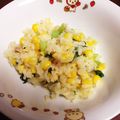 tetlla's cooksnap of when they made スイートコーンと小松菜でチャーハンだよ！.
