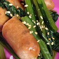 unidapyon's cooksnap of when they made 一人８０円！ウインナーと小松菜の炒め.