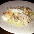 yu2ma's cooksnap of when they made 春キャベツと温玉の豚しゃぶそば.