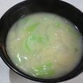 ゆみらんたん's cooksnap of when they made ブロッコリー茎と新玉ねぎの味噌汁.