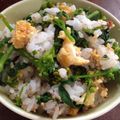 yunohr's cooksnap of when they made 菜の花と炒り卵のぺペロンチーノ風まぜご飯.