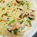 ☆まめまめこ☆'s cooksnap of when they made 鮭とほうれん草のクリームパスタ♡.