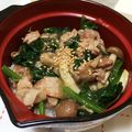 ∞もゆ∞'s cooksnap of when they made 豚小間切れ肉と小松菜炒め・のせご飯.