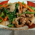 junko626m's cooksnap of when they made 豚こま肉と小松菜のオイスター炒め.