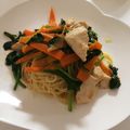 ru3e's cooksnap of when they made ほうれん草と鶏と人参の白出汁カペリーニ.