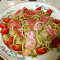 nobino2012's cooksnap of when they made 生ハムとエビのパスタ(バジル風).