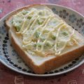 ぽっぽぺぺ's cooksnap of when they made ラー油でピリッと☆ポテトサラダトースト.