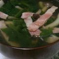ケイ811's cooksnap of when they made ほうれんそう・しめじ・ベーコンのスープ.