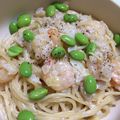 ricomimi's cooksnap of when they made 海老と枝豆のクリームパスタ☆.