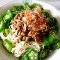 こめ助's cooksnap of when they made 納豆とオクラのねばねばそうめん.