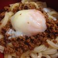 you1129's cooksnap of when they made 食べるラー油でひき肉温玉うどん.