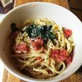pleasemeee's cooksnap of when they made 簡単*トマトと大葉の爽やかクリームパスタ.