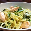 まりもぐら821's cooksnap of when they made 簡単に！サーモンクリームパスタ.