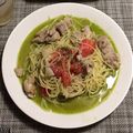 mame213's cooksnap of when they made 『本格』鶏肉のジェノベーゼクリームパスタ.