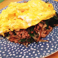 つぶ 's cooksnap of when they made にらもやし炒め　ふわトロたまごを載せて.