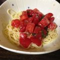 青blueblue's cooksnap of when they made トマトと大葉の和風冷製パスタ.