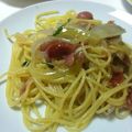 JATIS's cooksnap of when they made ○ウインナーと玉ねぎのペペロンチーノ○.