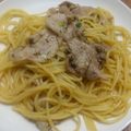 Qw_'s cooksnap of when they made 海苔と豚肉の和パスタ.