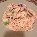 米俵米子's cooksnap of when they made アボカドときのこのチーズクリームパスタ☆.