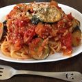 康さん's cooksnap of when they made 簡単＊ナスとトマト缶でパスタ.