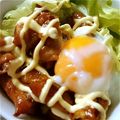 才sai奏ka's cooksnap of when they made 鶏もも肉の照り焼き温泉卵マヨ丼.