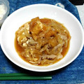 dober5's cooksnap of when they made 豚こま肉＋塩麹de厚揚げ玉ねぎの和風煮.