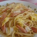 アリマ's cooksnap of when they made ✿魚肉ソーセージと❀白菜の✿パスタ.