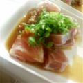 にゃとん's cooksnap of when they made お刺身に飽きたら☆マグロの湯引き梅ソース.