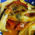 息子は怪獣♪'s cooksnap of when they made エリンギとトマトのにんにく炒め.