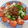 あっこ姉's cooksnap of when they made 豚しゃぶとネバネバ長いもオクラの梅肉だれ.