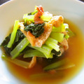 shimaru's cooksnap of when they made 小松菜と油揚げの煮びたし～梅風味～.