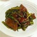 kayotiro's cooksnap of when they made にんにくの茎と牛肉のスタミナ甘辛炒め.