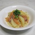 新米あや's cooksnap of when they made 桃とサーモンの冷製パスタ♪.