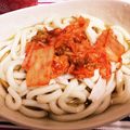 more922's cooksnap of when they made ささみとキムチ乗せぶっかけうどん.